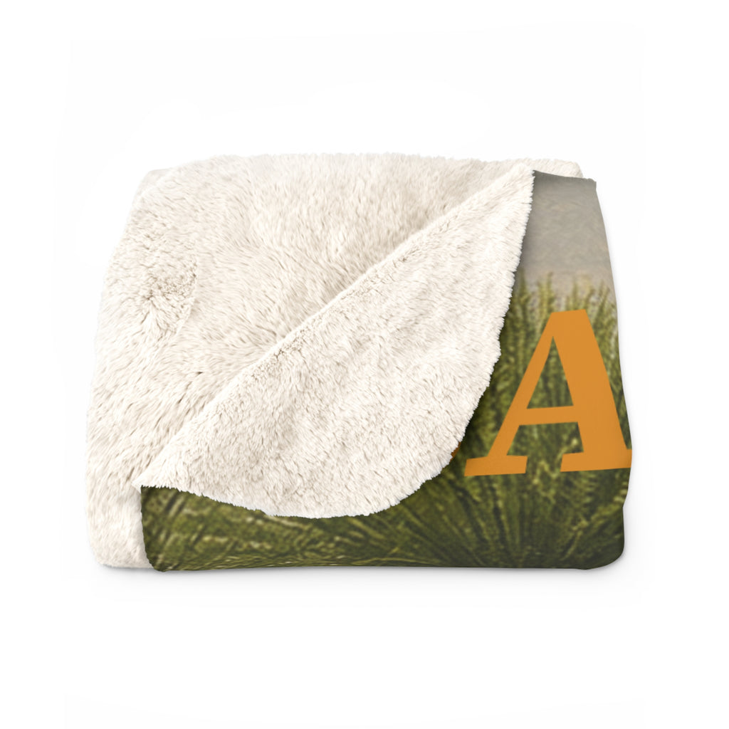 Vintage Tropical Lotus Sherpa Blanket — 'Arbor' Botanical Oasis Throw