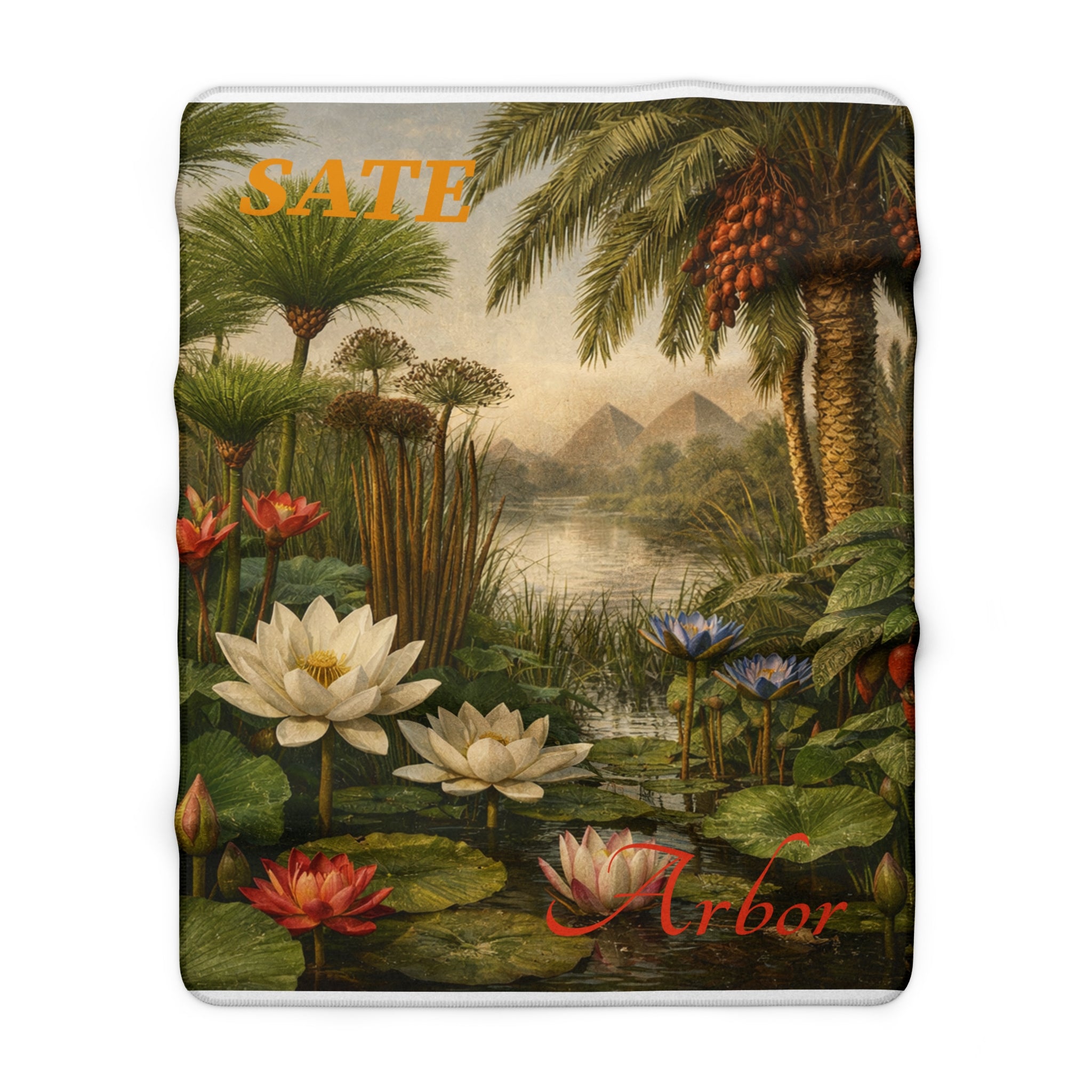Vintage Tropical Lotus Sherpa Blanket — 'Arbor' Botanical Oasis Throw