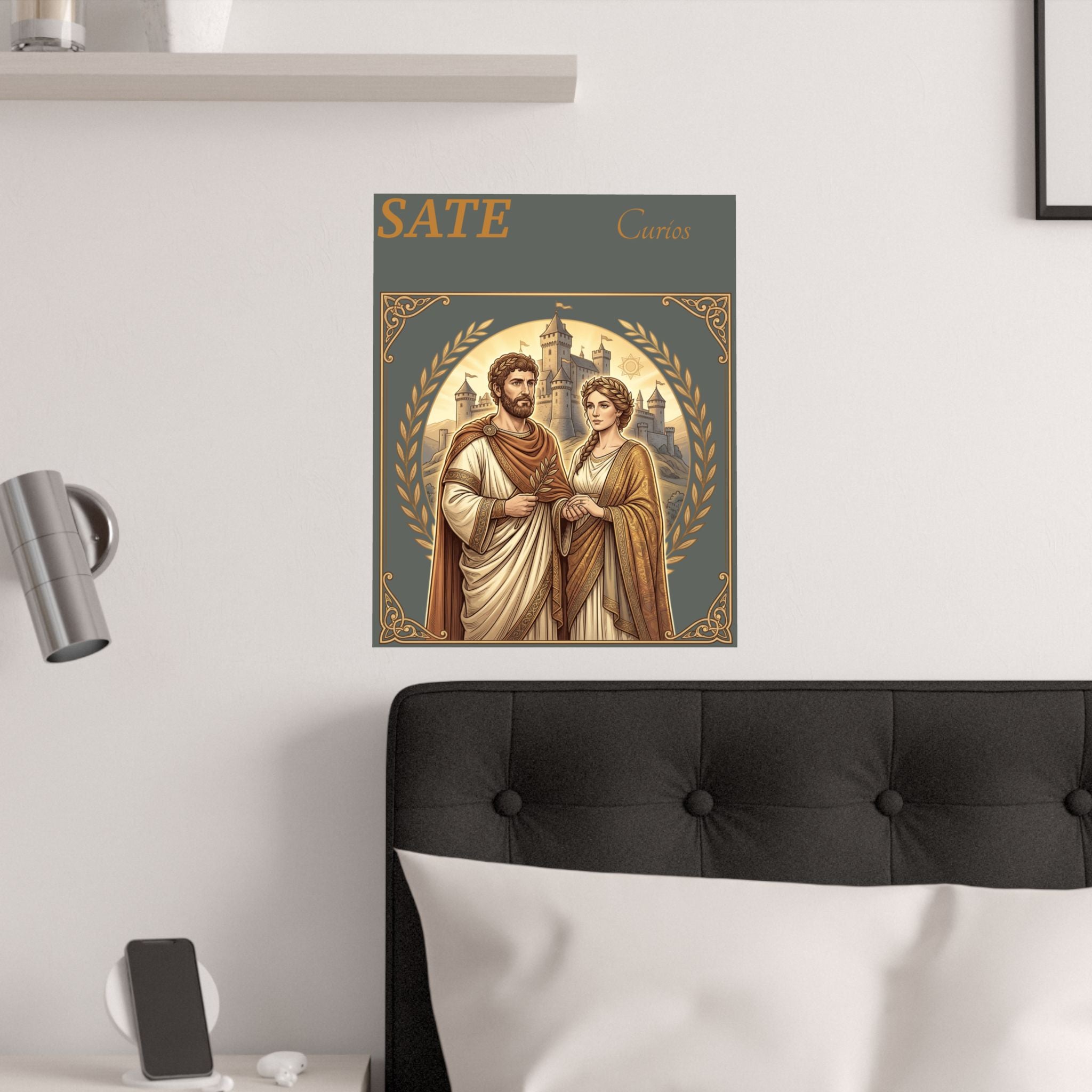 Satin Poster — Romantic Vintage Roman Couple Illustration (210gsm)