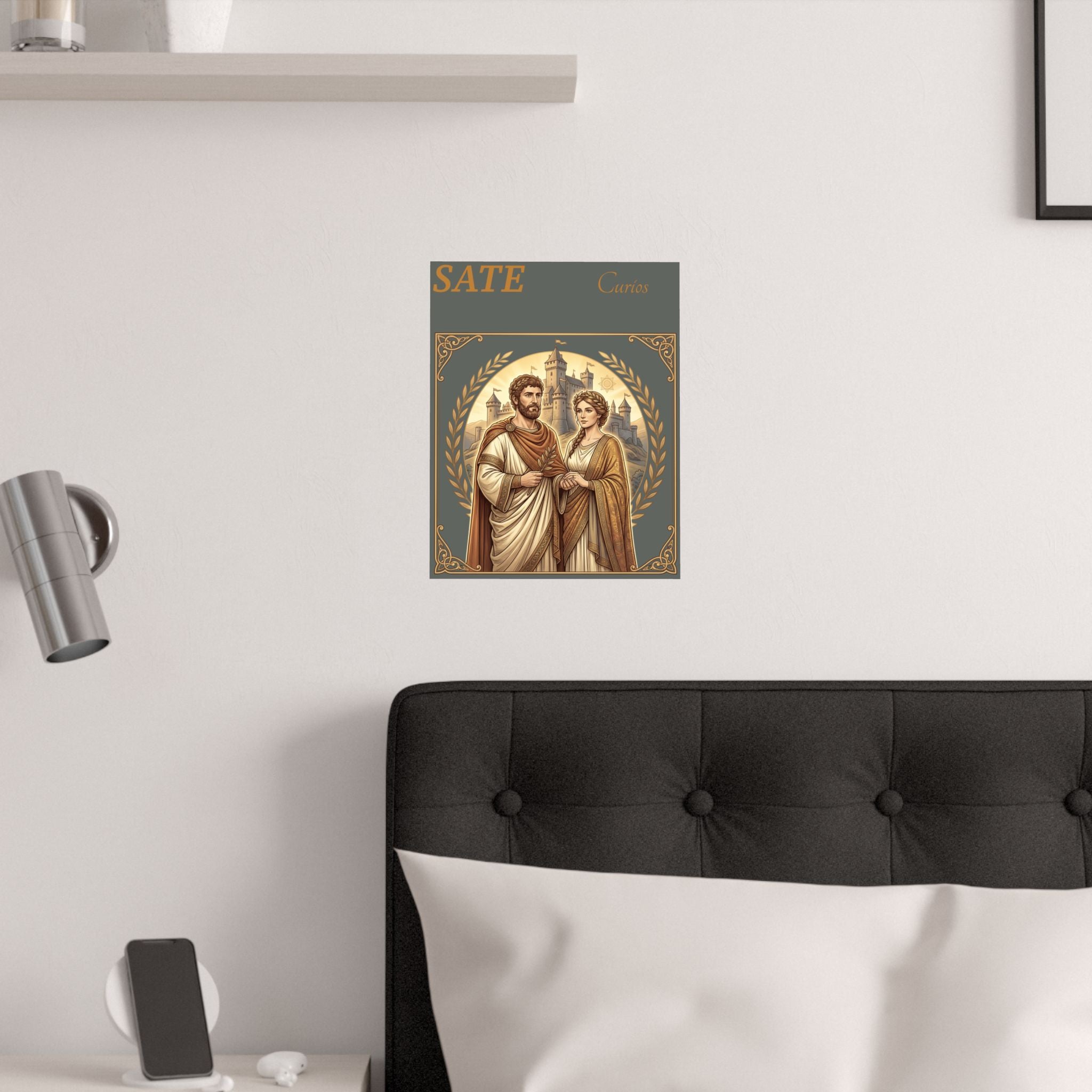 Satin Poster — Romantic Vintage Roman Couple Illustration (210gsm)