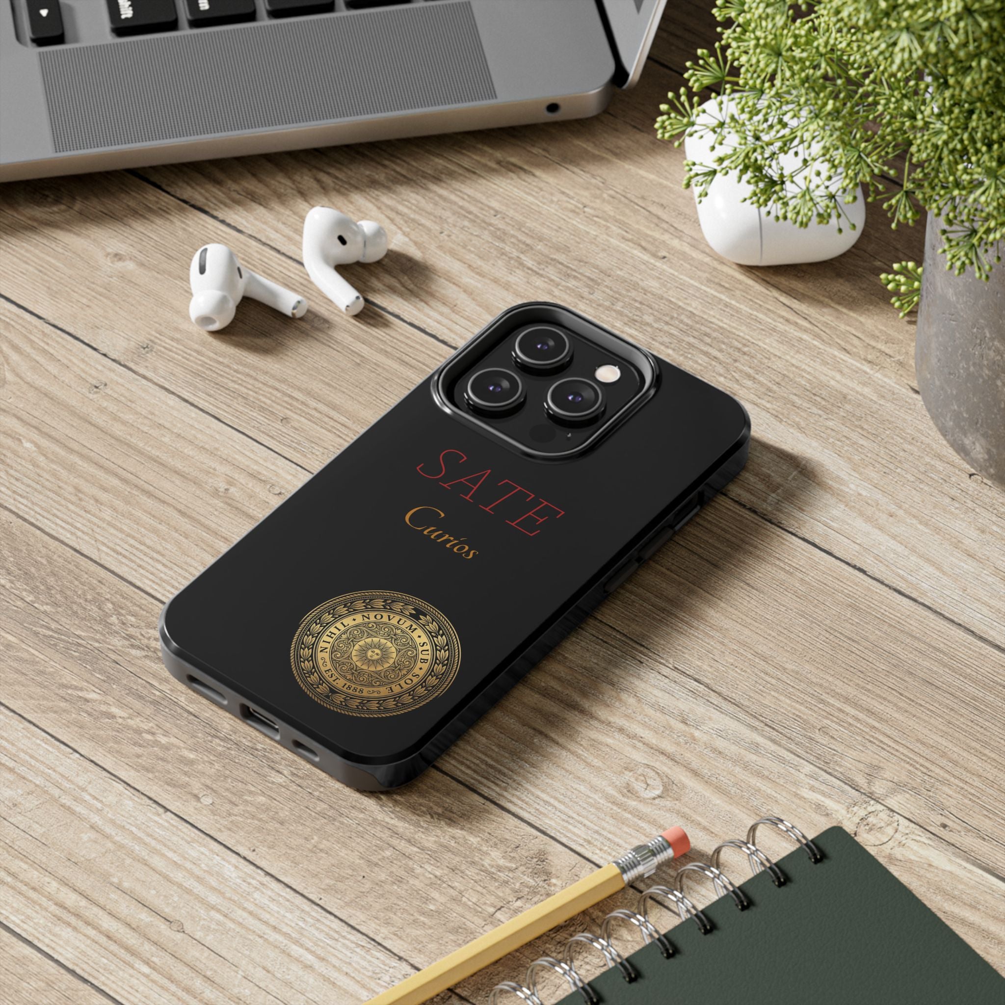 SATE Curios Gold Seal Tough Phone Case — Protective Black Designer Phone Cover