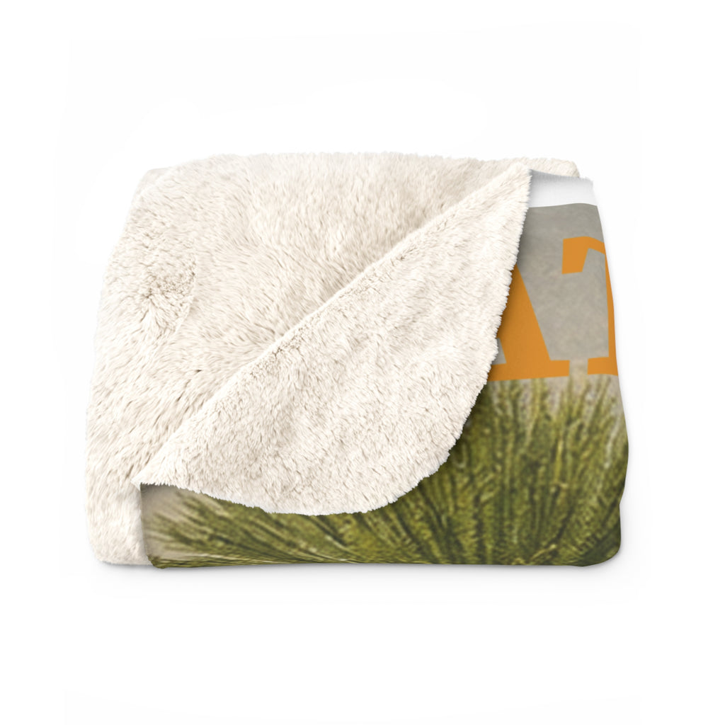 Vintage Tropical Lotus Sherpa Blanket — 'Arbor' Botanical Oasis Throw