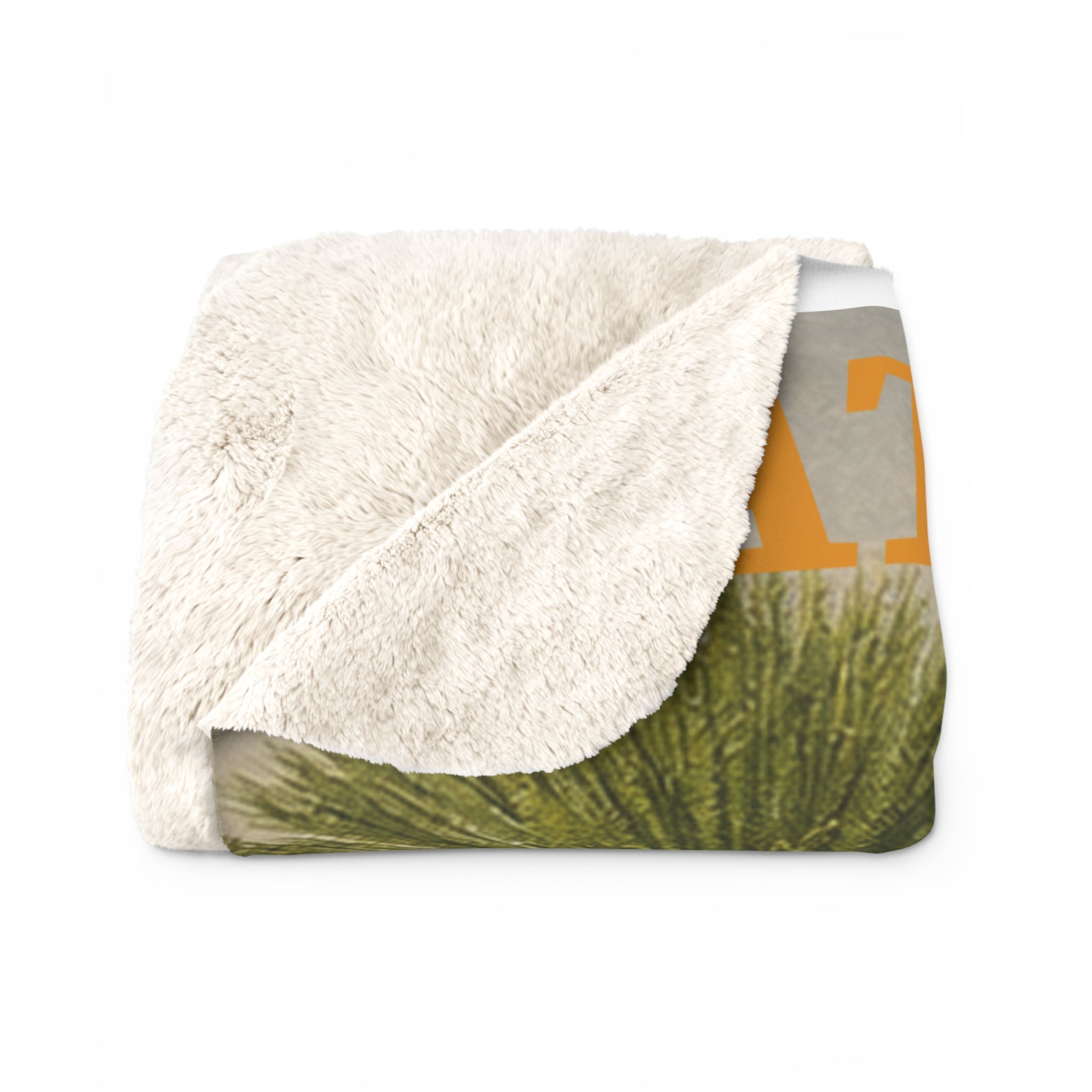 Vintage Tropical Lotus Sherpa Blanket — 'Arbor' Botanical Oasis Throw
