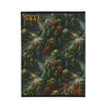 Forest Canopy Plush Blanket – Autumn Arbor Velveteen Throw with "Arbor" Script
