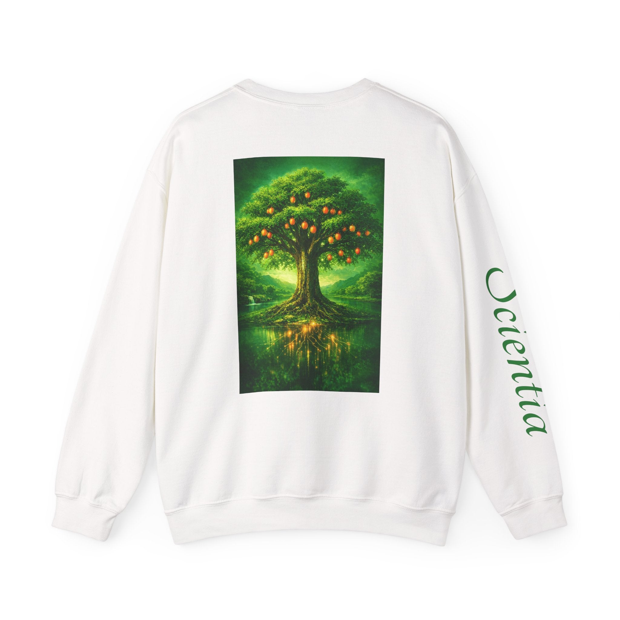 SATE Scientia Graphic, Latin 'Scientia' Sleeve Crewneck Sweatshirt